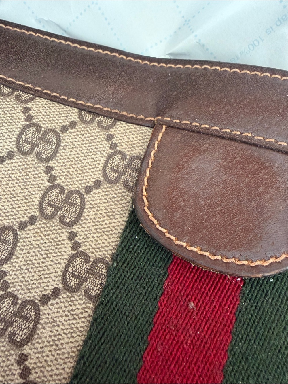 Gucci Brown & Tan GG Canvas Card Holder with Leather Trim - Picture 3 of 8